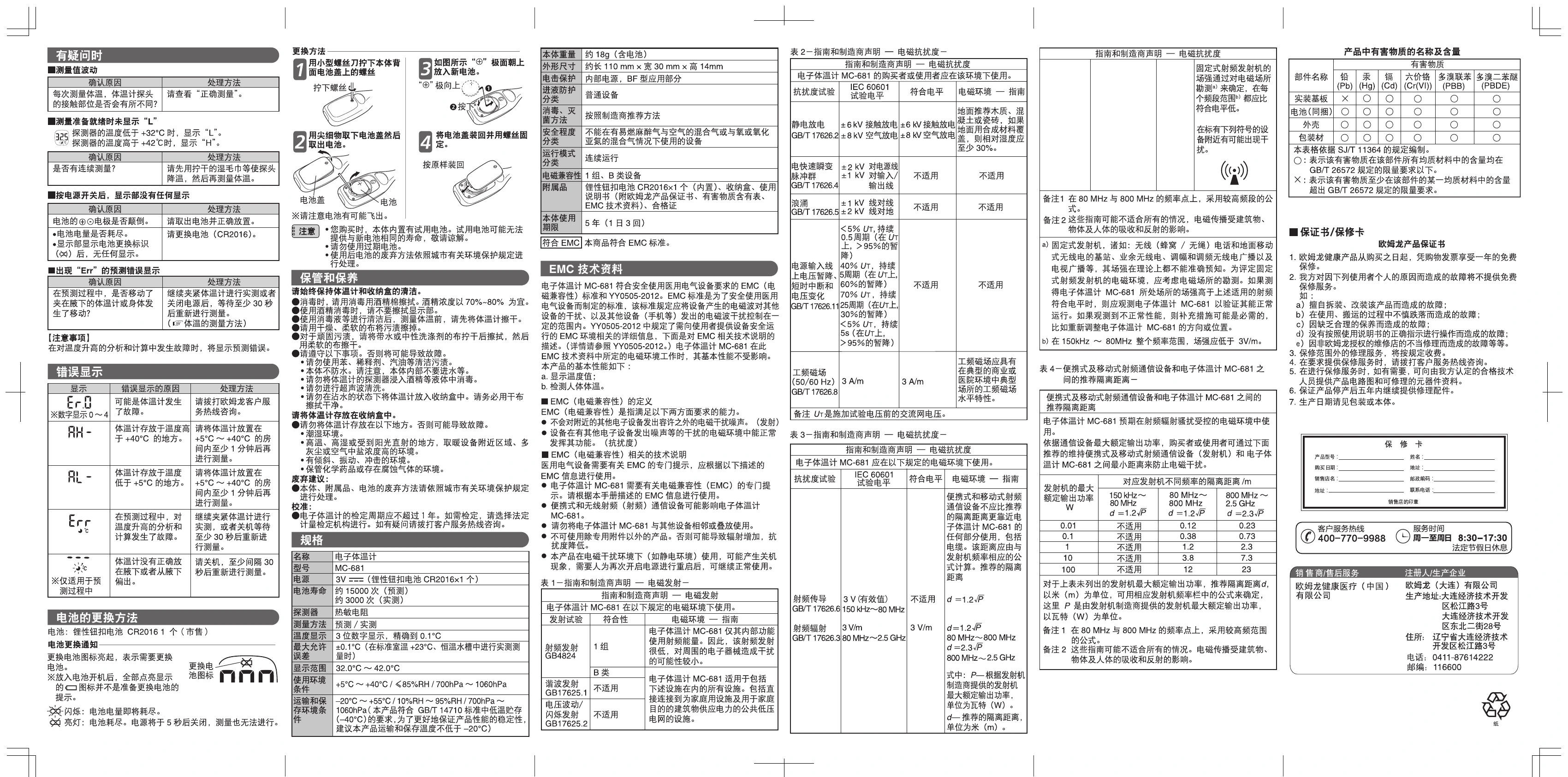 MC-681原版使用说明书,第2页